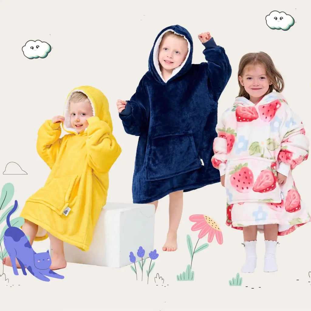 Oversized fleece hoodie blankets for toddlers – soft, cozy and fun designs
